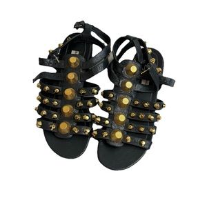 Balenciaga Flats Giant Studded Gladiator Sandals Leather